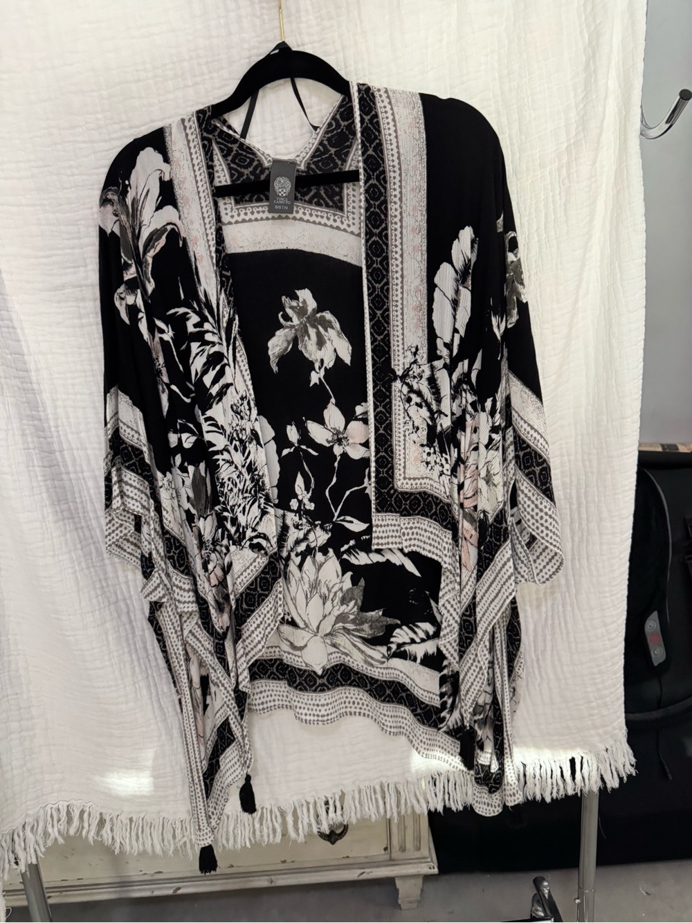 Black & White Floral Kimono